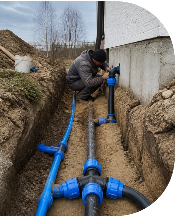 Монтаж наружного водопровода на участке под ключ в Ногинске